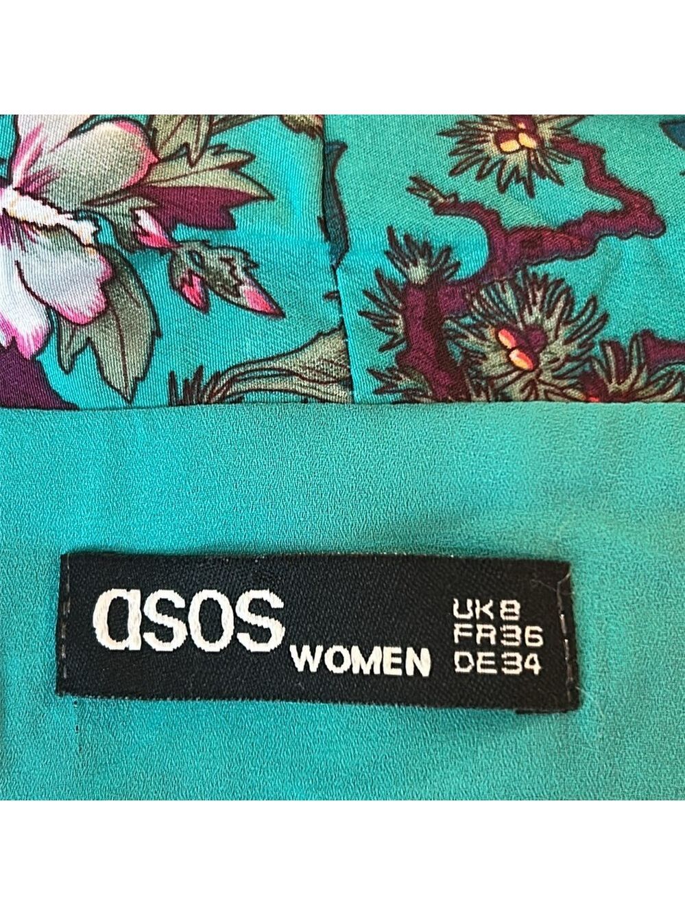 ASOS Floral Teal Cap Sleeve Romper Size 4 - Picture 11 of 13